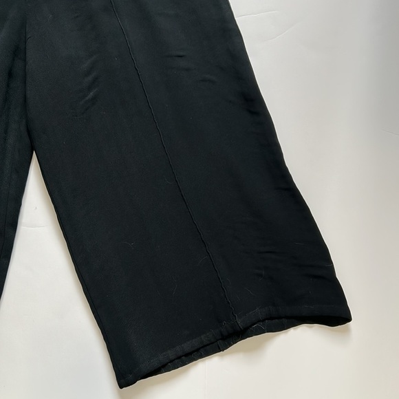 ALEXIS Black Wide Leg Culottes Crop Pant Pockets Heavyweight Designer Sz M - Picture 4 of 13